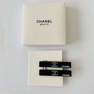 Brand New Authentic Chanel Double C Logo Rhinestones Hair Clips (set of 2)
